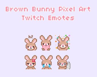 Brown Bunny Pixel Art Twitch Emotes