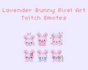 Lavender Bunny Pixel Art Twitch Emotes