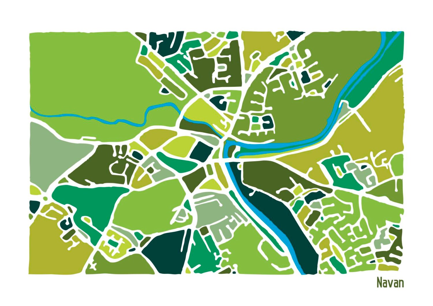 Navan Ireland Map Original Illustration Print Etsy
