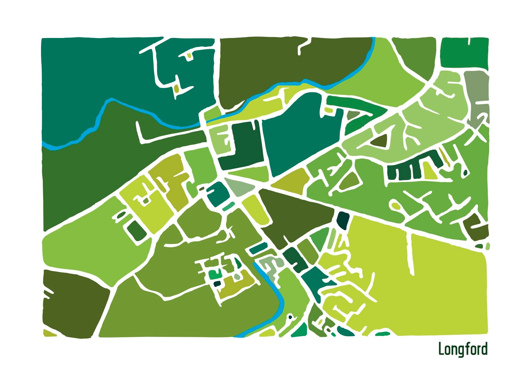 Longford Ireland Map Original Illustration Print Etsy UK