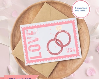 Trouwkaart AFDRUKBAAR | Aanstaande bruid | Toekomstige mevrouw | Liefdesstempel | Verloving, bruiloft, vrijgezellenfeest | Huwelijksverjaardag | PDF JPG