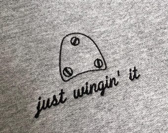 Just Wingin' It Embroidered Sweatshirt