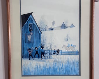 Vintage  P. Buckley Moss  1985 Signed “Kentucky” Print, Framed & Matted Amish Folk Art