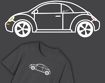 Vintage Bug Car Outline T-Shirt | Retro Convertible Design