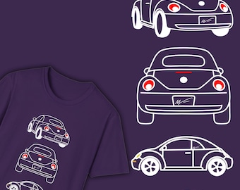 Bug Convertible Car T-Shirt: Vintage Outline Illustration