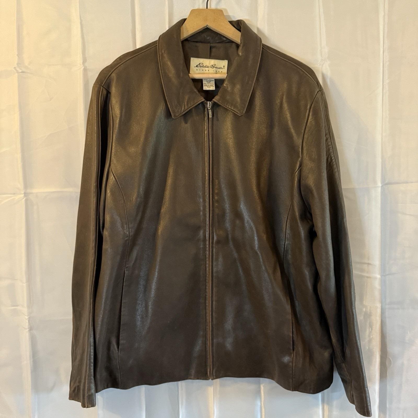 ジャケット・アウター 00s Eddie Bauer Lamb Leather coat Eddie Bauer Cow Leather Bomber Jacket Lamb Shearling Gently