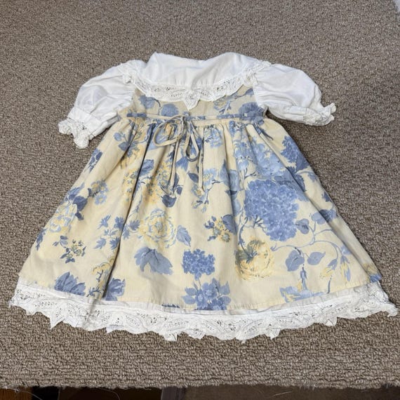 Vintage 80s Jo Lene Baby Toddler Ruffle Collar Floral Dress 2T Made USA *spot View 3