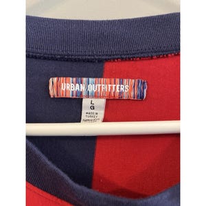 Vintage Urban Outfitters 90s Long Sleeve Red Olive Navy Shirt Size L image 2