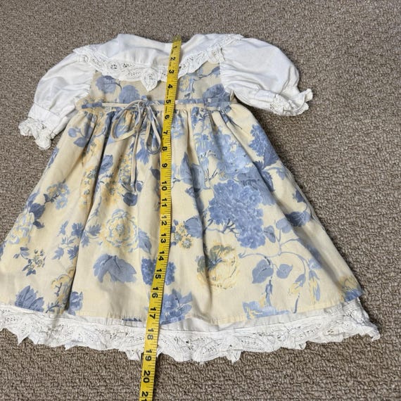 Vintage 80s Jo Lene Baby Toddler Ruffle Collar Floral Dress 2T Made USA *spot View 4