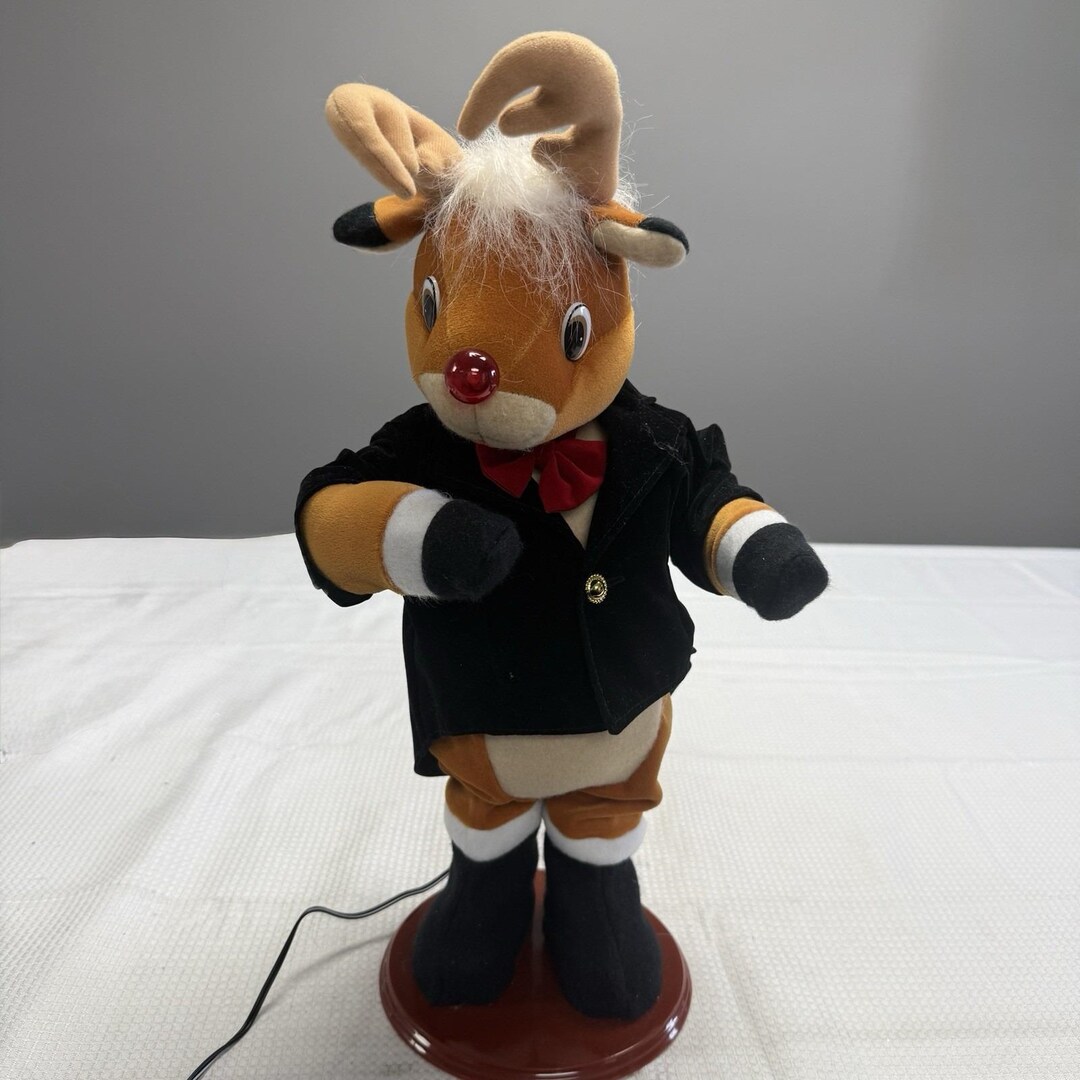 Dancing Rodolph Vintage Christmas Dancing Musical Rudolph Red Nosed Reindeer Animated ...