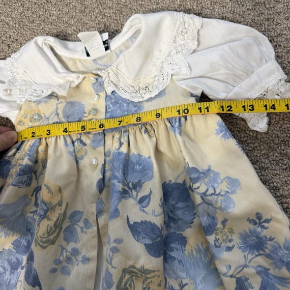 Vintage 80s Jo Lene Baby Toddler Ruffle Collar Floral Dress 2T Made USA *spot View 2