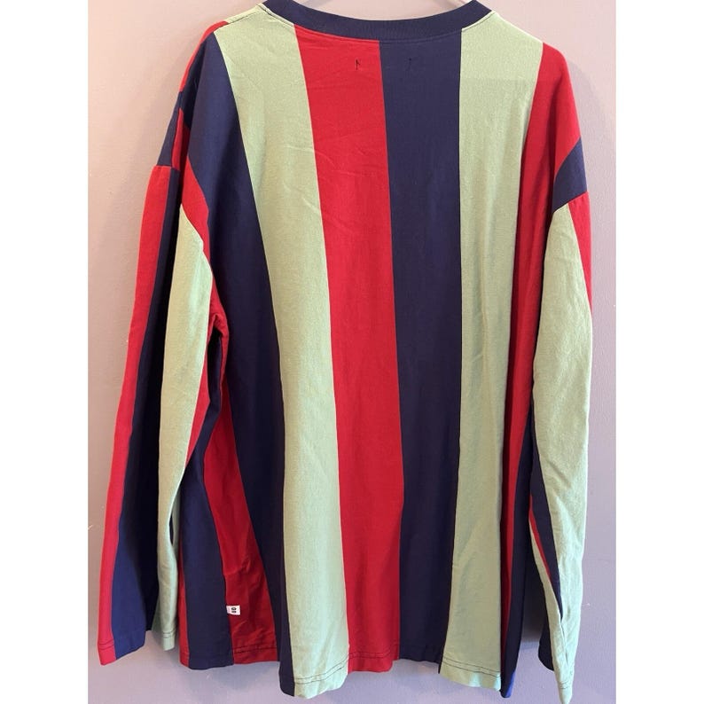 Vintage Urban Outfitters 90s Long Sleeve Red Olive Navy Shirt Size L image 5