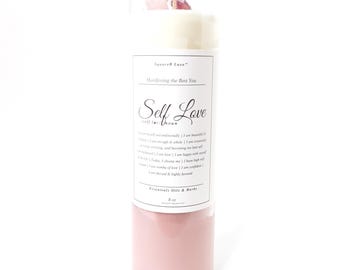Self-Love Intention Candle – Rose Quartz Candle with Herbs & Oils for Self-Care, Healing and Affirmations