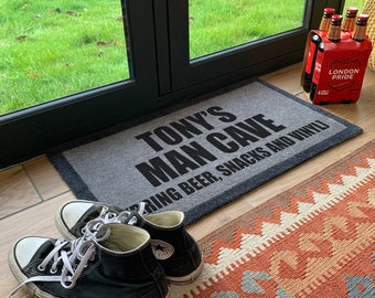 Personalised ‘Man Cave’ Internal Doormat - Father's Day gift, UK doormat, new home gift, housewarming present, Christmas gift