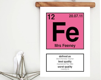 Personalised Periodic Table Leaving Retirement Print - US sizes