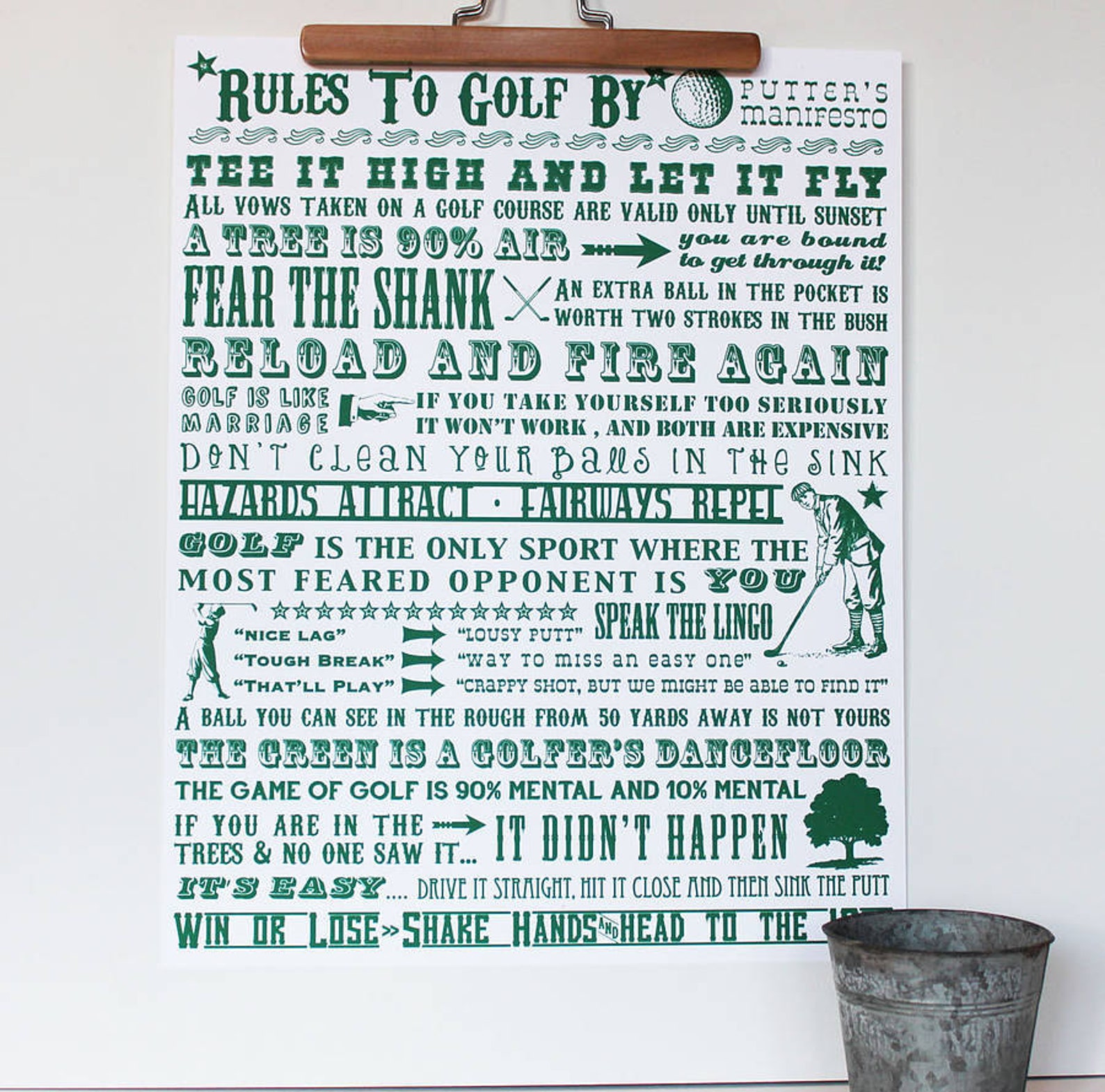 Rules To Golf By Giclée Print wall art golfing hobby gift | Etsy