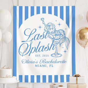 Custom Last Splash Bachelorette Backdrop, Mermaid Pool Party Banner, Personalized Beach Bach Tapestry, Bride Bash Photo Sign