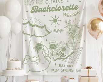 Custom Bachelorette Banner, Palm Springs Backdrop, Summer Pool Party Tapestry, Bride To Be Party Decor, Hen Party For Friend, Bach Sign