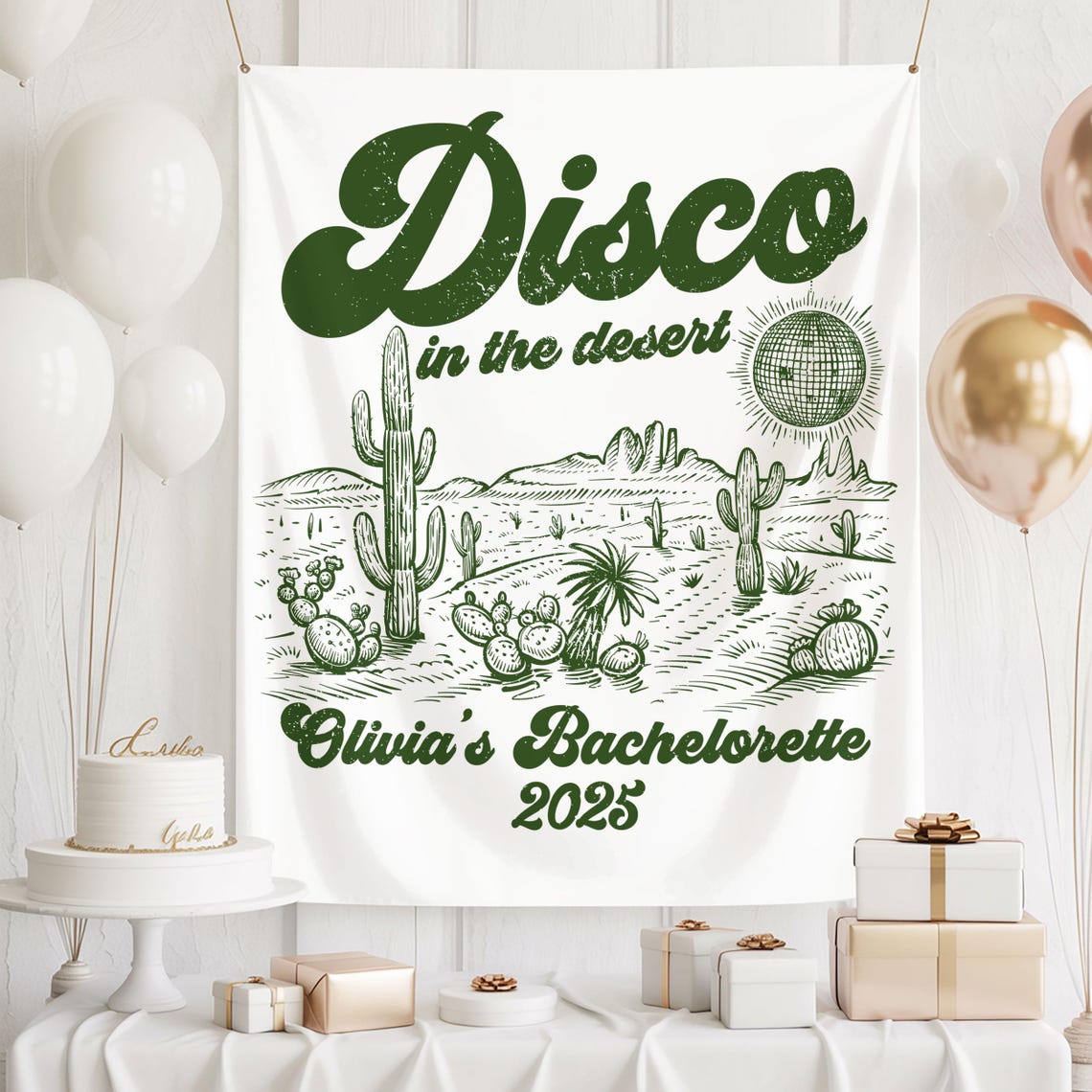 Disco in the Desert Bachelorette Party Banner, Custom Last Disco ...