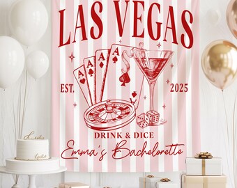 Las Vegas Bachelorette Banner, Casino Party Tapestry, Custom Name Backdrop, Drink And Dice Banner, Bride To Be Decor, Friends Trip Tapestry