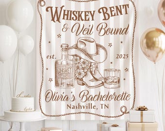 Banner whisky gebogen vrijgezellenfeest, achtergrond Nashville Bach-feest, bord western bruid, decoratie land vrijgezellenfeest