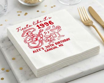 Fiesta Birthday Custom Napkin, Mexican Party Napkin, Taco Margarita Sombrero Design, Personalized Celebration Napkins, Fun Fiesta Decor