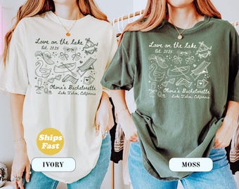 Love On The Lake Bachelorette Shirt, Lake Bachelorette Party Tee, Custom Bride Lake Trip Shirt, Girls Weekend Matching Shirt