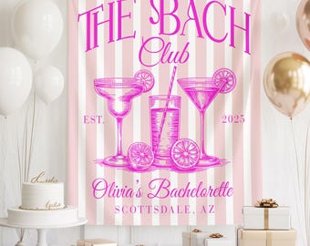 Bach Club-banderollen, anpassad möhippa-tapet, Scottsdale-platsens möhippa-bakgrund, blivande brud- och vängåva-bannerdekor