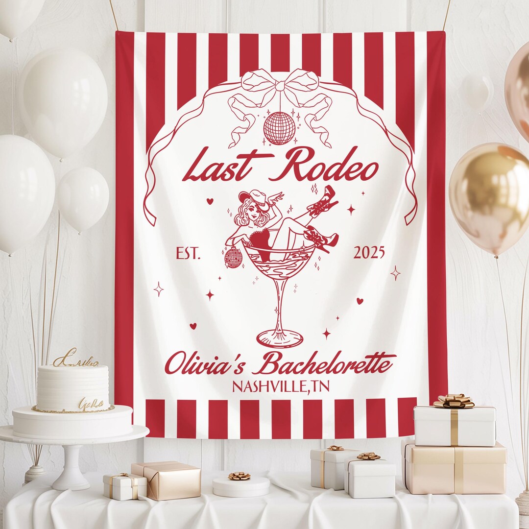 Last Rodeo Bachelorette Banner, Cowgirl Hen Party Tapestry, Custom ...