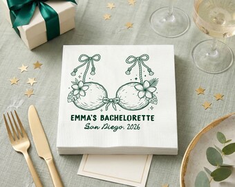 Bachelorette Custom Napkin, Bridal Party Napkin, Beach Bride Custom Napkin, Lingerie Shower Napkin, Girls Trip Party Decor