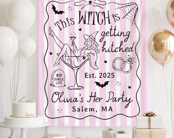 Diese Hexe wird Banner, Halloween-Junggesellinnenabschied-Kulisse, kundenspezifische Braut, die Dekoration zu sein, Salem Bach-Party-Zeichen erhält