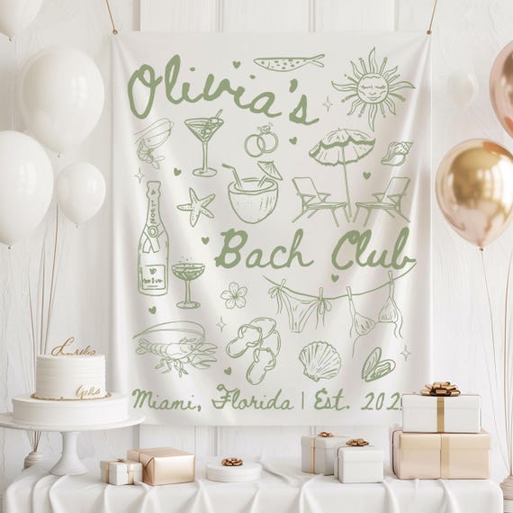 Custom Bach Club Bachelorette Banner, Miami Bach Party Backdrop, For The Bride To Be Tapestry, Last Toast On The Coast Decor, Banner Costom