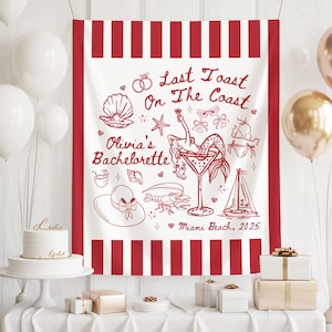 Last Toast On The Coast Bachelorette Banner, Coastal Bride Party Backdrop, Personalized Mermaid Decor, Nautical Bridal Party Sign
