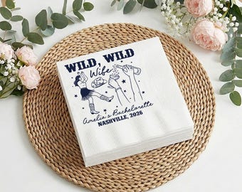 Wild West Bachelorette Custom Napkin, Western Party Napkins, Cowgirl Bridal Shower Favor, Rodeo Hen Party Decor, Last Rodeo Celebration