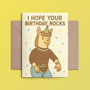 Carte de voeux d'anniversaire amusante avec un lama avec un joli motif en alpaga, vierge à l'intérieur, disponible au format A2/A7, parfaite carte de joyeux anniversaire pour elle ou pour lui