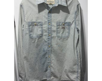 Vtg Denim & Supply Ralph Lauren Clothing Co  Shirt Mens LG Blue Buttons Cotton