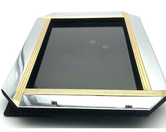Vintage Art Deco Style 5x7 Photo Frame Gold & Silver Exterior Size 7"x 8.75"
