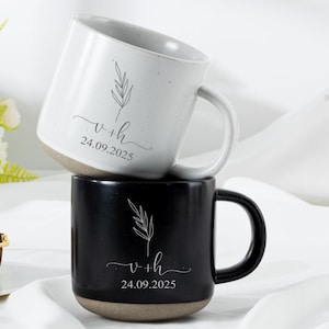 Custom Pottery Coffee Mug engraved Stoneware Mug Personalized Mug Engraved Ceramic Mug engaged Stoneware Mug Custom Wedding gift  for Dad