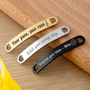 Running Shoe Lace Tags,Personalized Metal Shoe Tags for Marathon Runners,Custom Sports Gift,Laser Engraved Pair,Sports Gift,Shoe Buckle