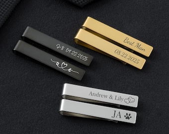Personalized Engraved Tie Clip | Custom Tie Bar for Men, Groomsmen Gift, Wedding Accessory, Stainless Steel Tie Bar
