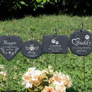 Engraved Pet Memorial Stone, Personalized Pet Memorial Stone Garden Sign with Hanging Stake, Dog Sympathy Gift, Loss Gift, Pet Memorial Gift