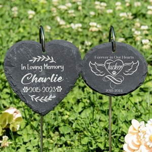 Personalized Pet Memorial Stone Garden Sign with Hanging Stake, Engraved Pet Memorial Stone, Dog Sympathy Gift, Loss Gift, Pet Memorial Gift