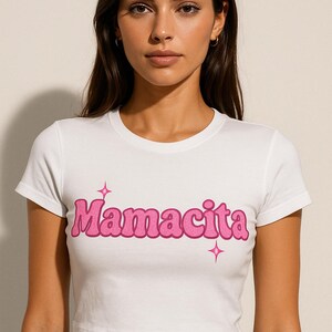 Mamacita Y2K PNG Graphic | Hot Pink Glitter Text Clipart for Baby Tee Sublimation, Trendy Retro Latina Shirt Digital Download, Love Island