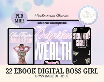 22 eBook Digital Boss Girl Boss Babe Bundle | Editable Canva PLR MRR