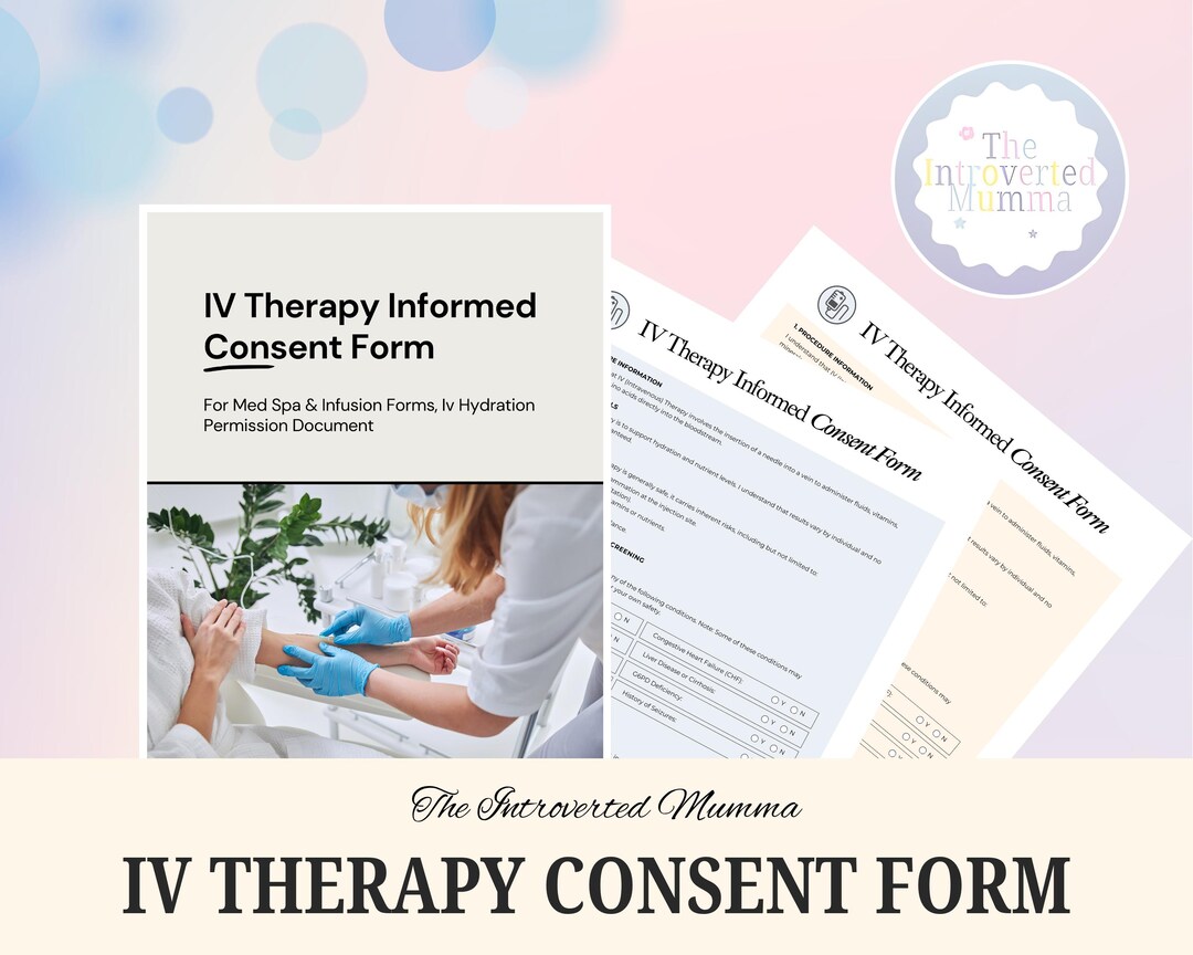 Iv Consent Form Iv Therapy Consent Form Template for Med Spa & Infusion Forms, Iv ...