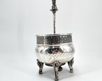 Antique Victorian Silverplate Call Bell Revolving Service Server Figural A5 Mark