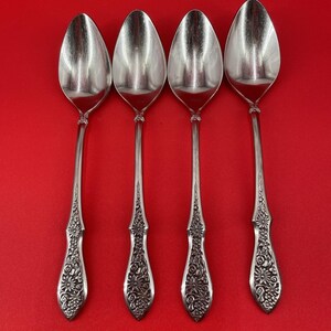 Manor House MH03 Teaspoons Stainless Vintage Floral Textured Japan Set of 4