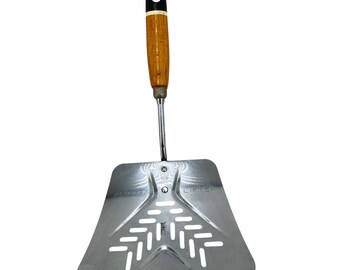 Vtg EKCO Flipper Lifter Spatula Chrome Wood Handle Wide Slotted Turner USA