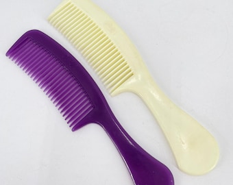 2 Goody Hair Care Super Comb Purse Small Size Vtg Cream Purple Styling Beauty