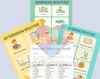 Visual Daily Routine Chart Bundle: Autism & ADHD Kids (Printable PDF)